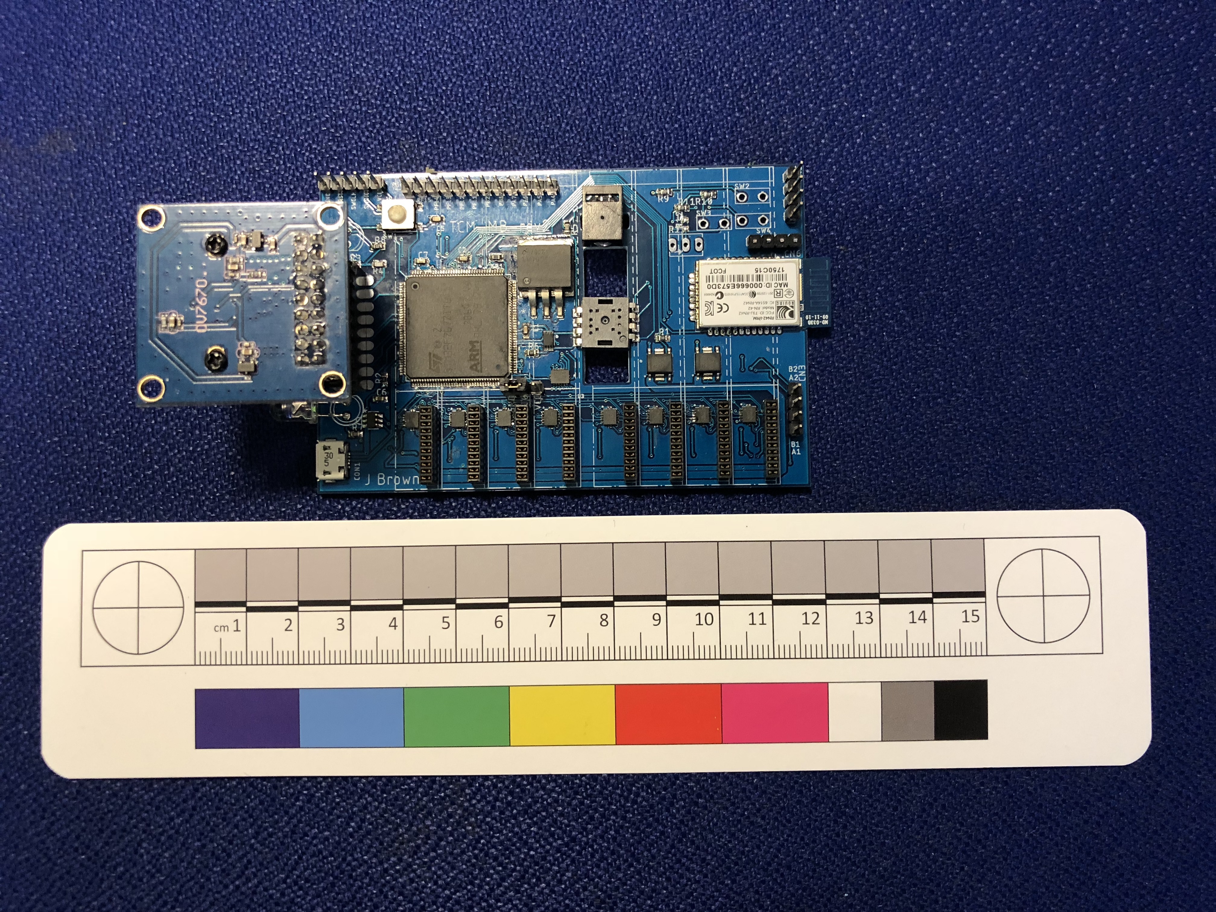 The custom motherboard with a camera fitted