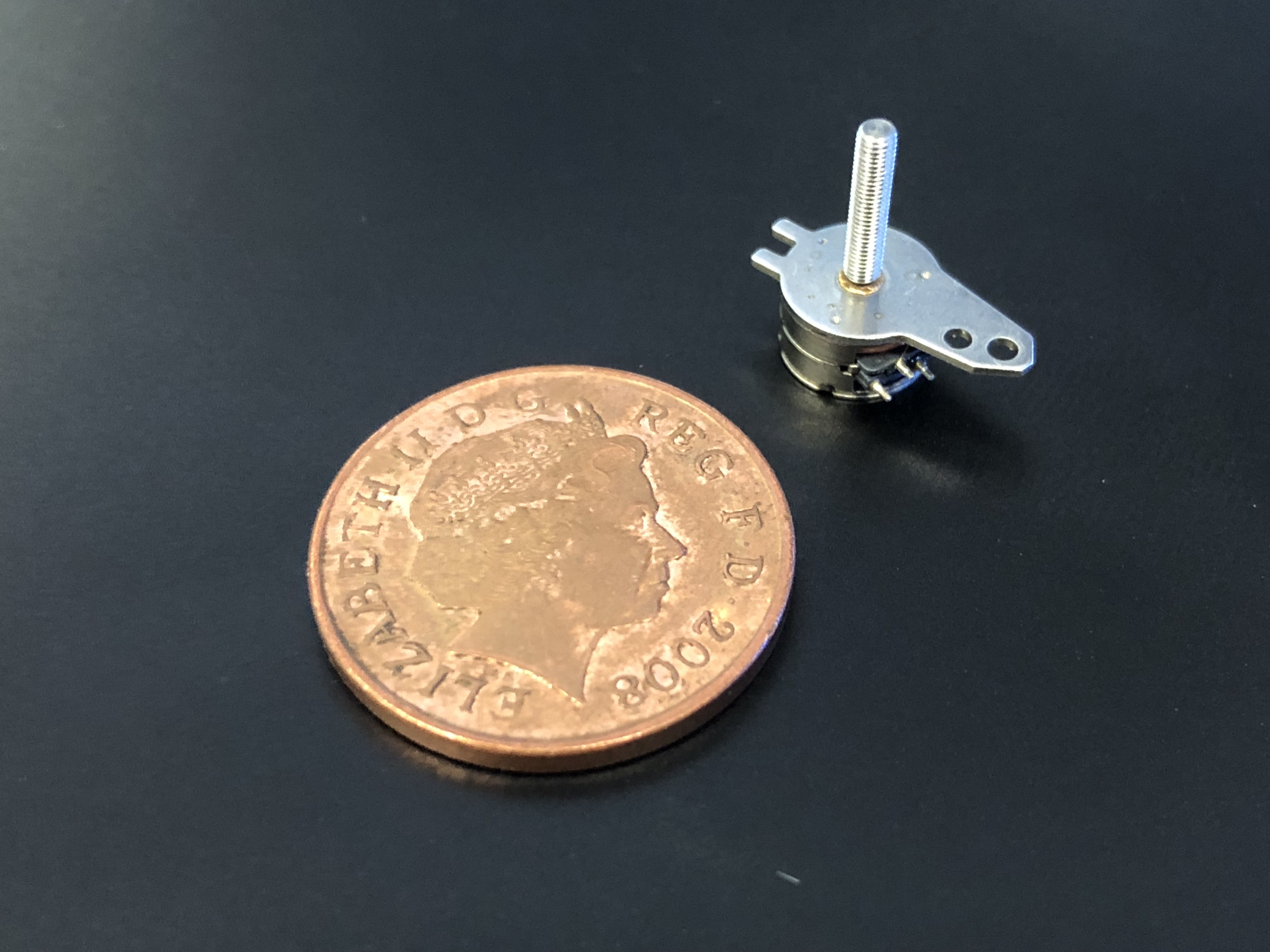 The miniature stepper motor used in the Tactile Mouse